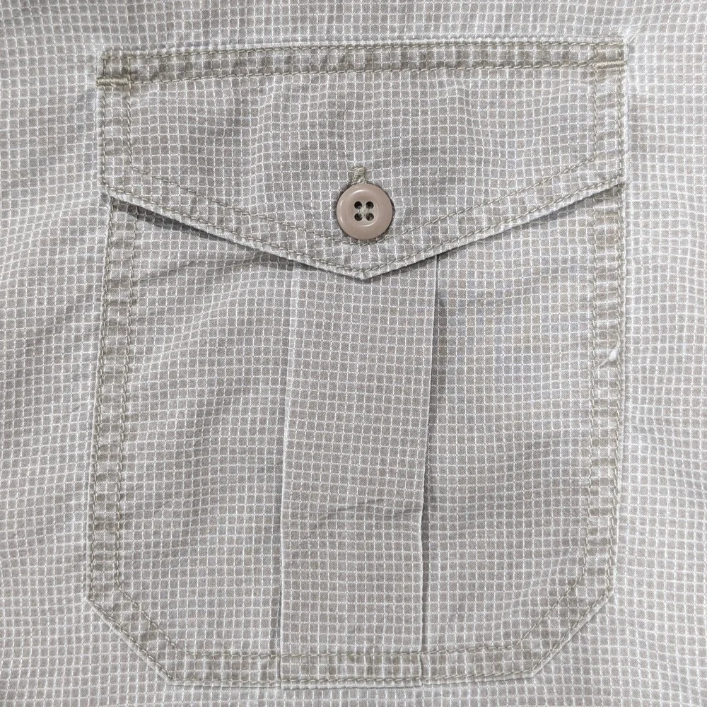 Woolrich Mens Roll-up Long Sleeve Button Up Gray Outdoor Top Large Back‎ Vent